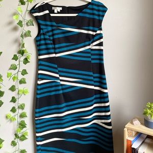 Brand new, London Times blue, white & black tank-top dress (8)